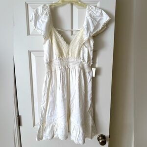 White Swiss Dot Mini Dress